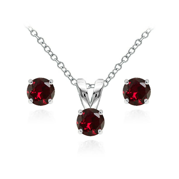 Yellow Gold Plated Sterling Silver Square Ruby CZ Pendant With Chain